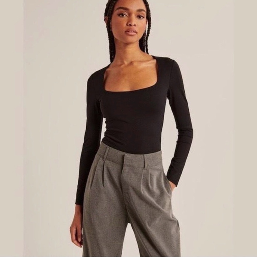 Abercrombie Black Square Neck Bodysuit